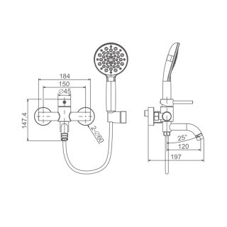 Смеситель для ванны Prohanss P31.30.09 графит